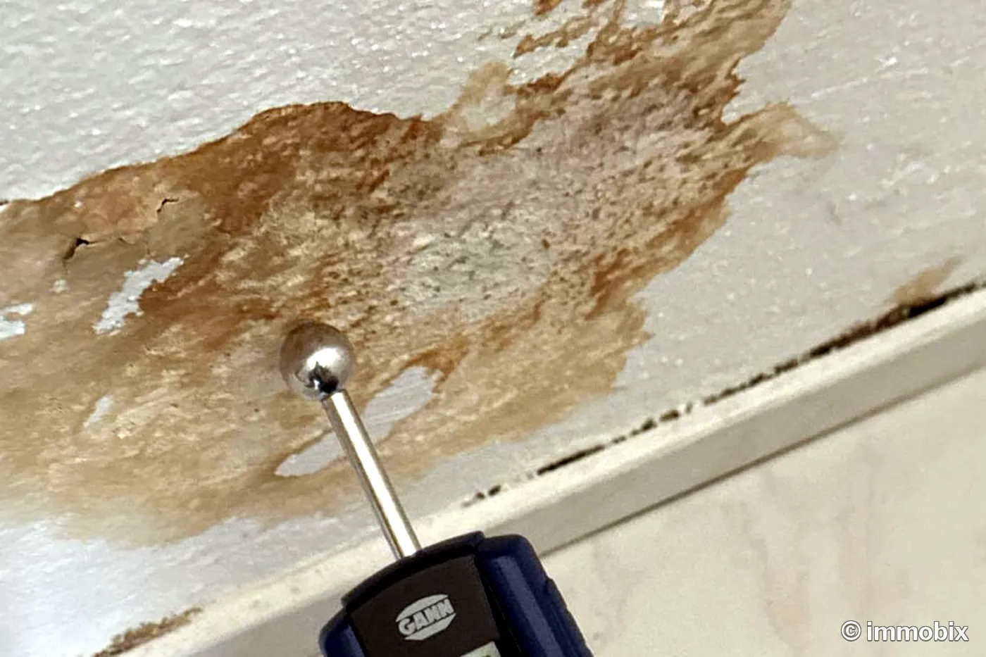 Sachverständiger Wasserschaden Hannover – Feuchtigkeitsmessung an einer durchfeuchteten Wand